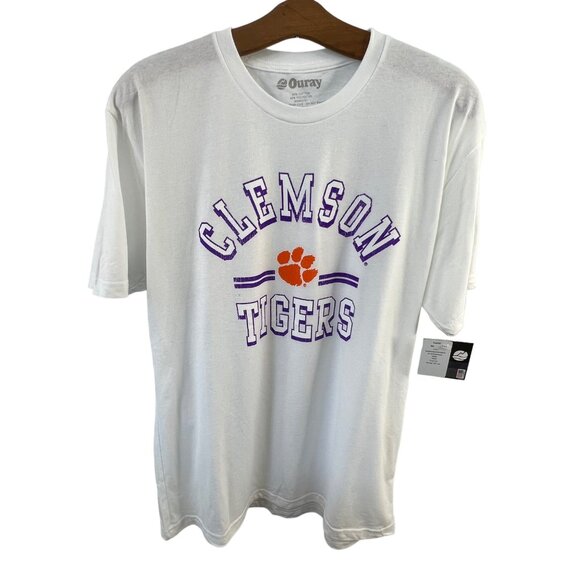 Ouray Clemson Tigers Large White Sueded T-Shirt 60% Cotton & Polyester Soft Feel - Picture 1 of 6